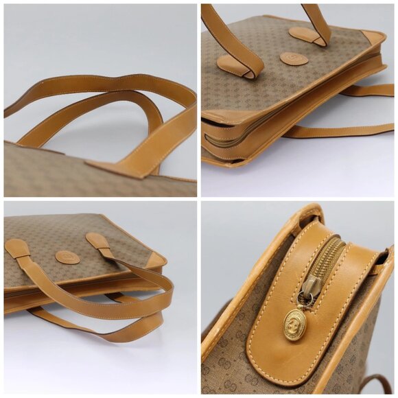 GUCCI Micro GG Supreme Tote Bag PVC Beige Gold Auth BA1400 - Picture 16 of 16